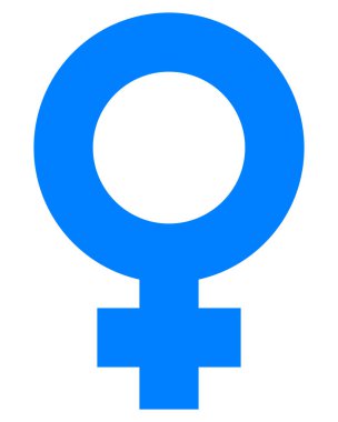 Kadın sembol simge - mavi basit kalın, izole - illüstrasyon vektör