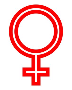 Kadın sembol simge - kırmızı ince özetlenen, izole - vektör çizim