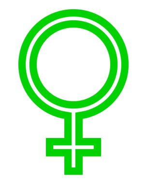 Kadın sembol simge - yeşil ince özetlenen, izole - vektör çizim