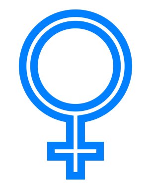 Kadın sembol simge - mavi ince özetlenen, izole - vektör çizim