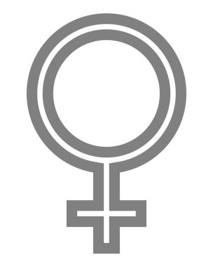 İzole kadın sembol simge - orta gri ince özetlenen, - vektör çizim