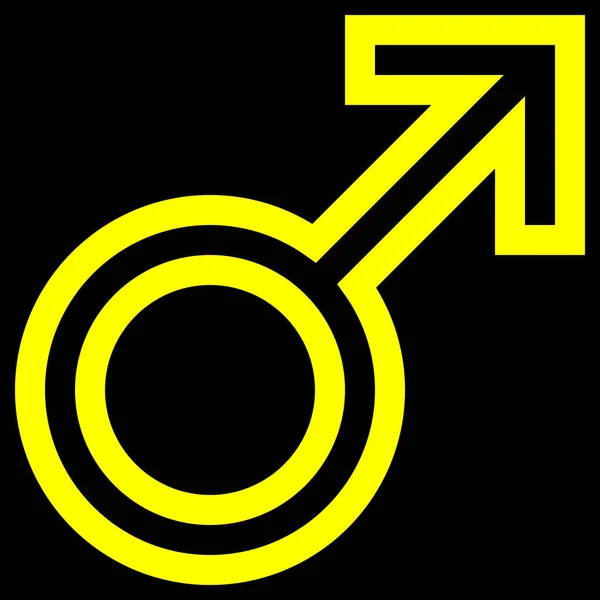 Icône Symbole Masculin Contour Jaune Isolé Illustration Vectorielle — Image vectorielle