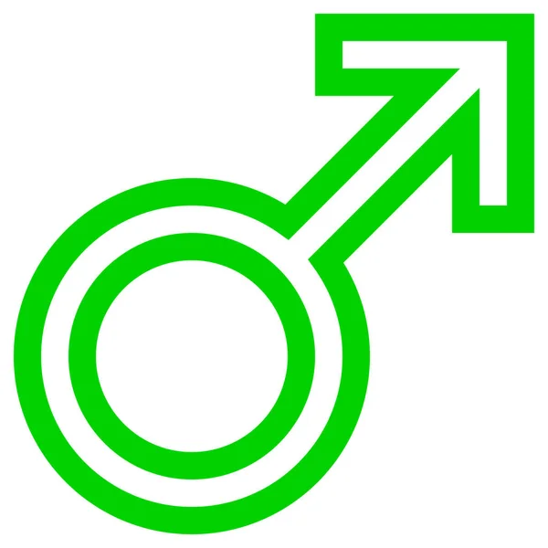Mannelijke Symboolpictogram Groene Geschetst Geïsoleerd Vector Illustratie — Stockvector