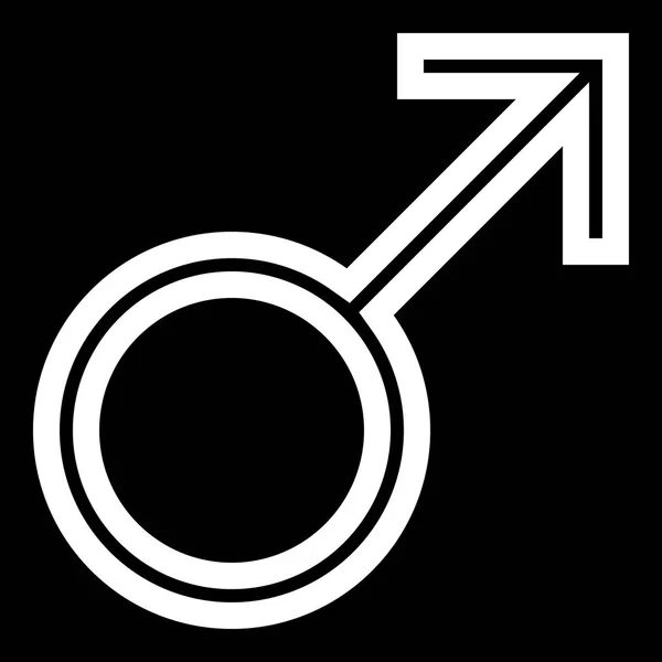 Icône Symbole Masculin Blanc Mince Contour Isolé Illustration Vectorielle — Image vectorielle