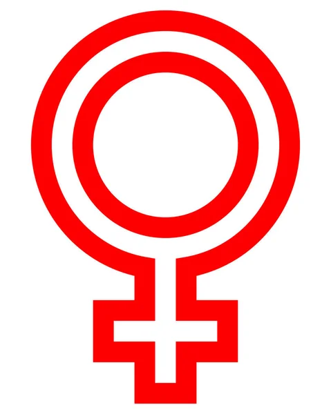 女性标志图标 红色概述 被隔绝的 向量例证 — 图库矢量图片