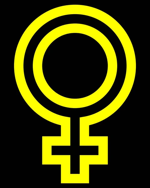 Weibliches Symbol Gelb Umrandet Isoliert Vektorillustration — Stockvektor