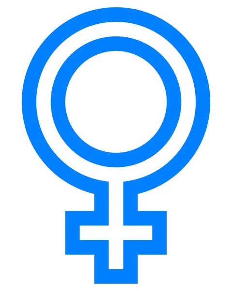 Weibliches Symbol Blau Umrandet Isoliert Vektorillustration — Stockvektor