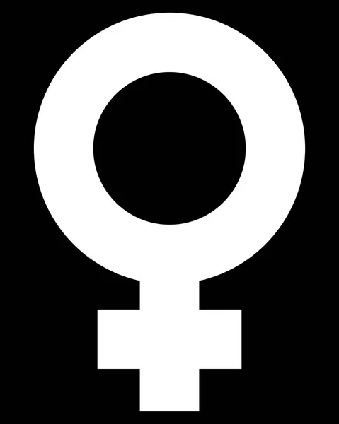 Pictograma Simbol Feminin Alb Simplu Gros Izolat Ilustrație Vectorială — Vector de stoc