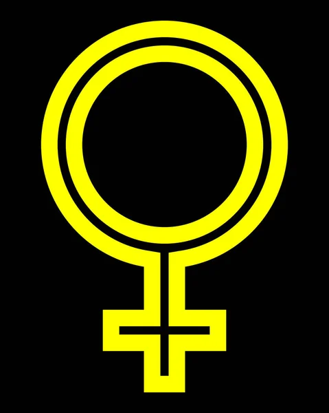 Female Symbol Icon Yellow Thin Outlined Isolated Vector Illustration — Stock Vector