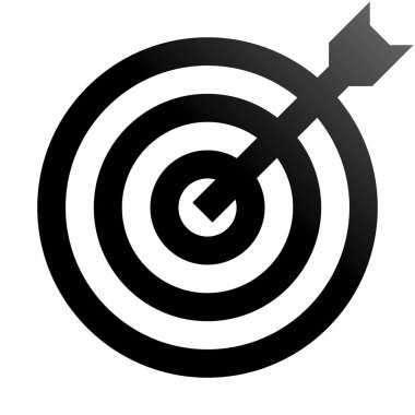 Hedef işareti - siyah degrade izole - okla vektör çizim şeffaf