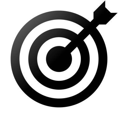 Hedef işareti - siyah degrade izole - okla vektör çizim şeffaf