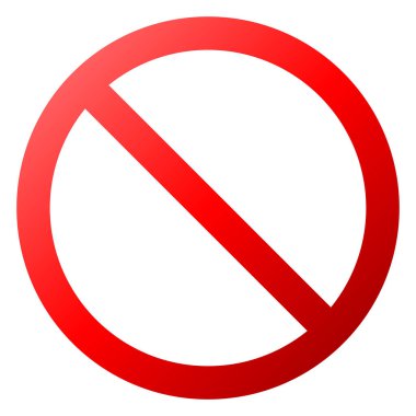 Hiçbir işaret - kırmızı ince degrade izole - illüstrasyon vektör