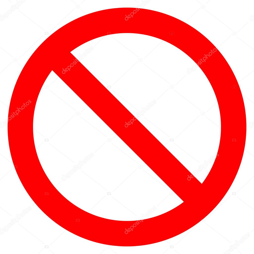No sign - red thick simple, isolated - vector illustration