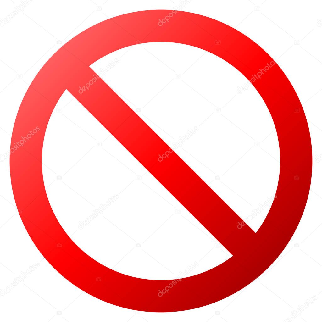 No sign - red thick gradient, isolated - vector illustration