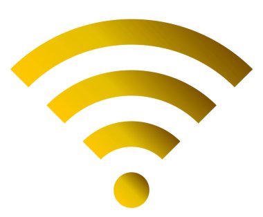 WiFi sembol simge - altın basit degrade, izole - illüstrasyon vektör