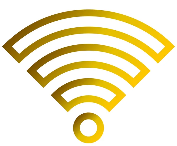 Icono Símbolo Wifi Gradiente Trazado Oro Aislado Ilustración Vectorial — Vector de stock