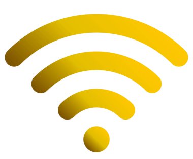 WiFi sembol simge - altın basit yuvarlak degrade, izole - illüstrasyon vektör