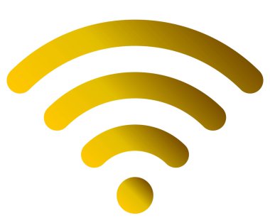 WiFi sembol simge - altın basit yuvarlak degrade, izole - illüstrasyon vektör