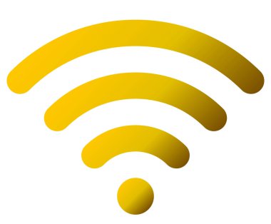 WiFi sembol simge - altın basit yuvarlak degrade, izole - illüstrasyon vektör