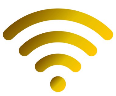 WiFi sembol simge - altın basit yuvarlak degrade, izole - illüstrasyon vektör