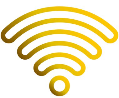 WiFi sembol simge - altın ana hatları yuvarlak degrade, izole - illüstrasyon vektör