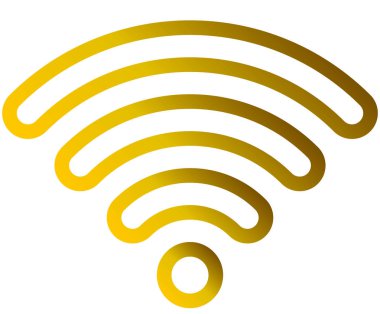 WiFi sembol simge - altın ana hatları yuvarlak degrade, izole - illüstrasyon vektör