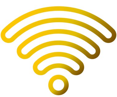 WiFi sembol simge - altın ana hatları yuvarlak degrade, izole - illüstrasyon vektör