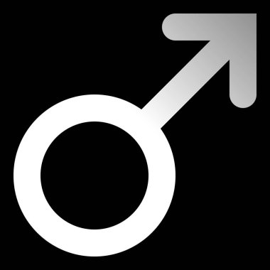 Erkek sembol simge - beyaz yuvarlak degrade, izole - illüstrasyon vektör