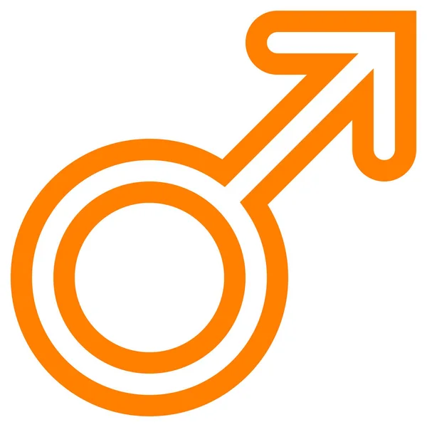 Icône Symbole Masculin Contour Arrondi Orange Isolé Illustration Vectorielle — Image vectorielle