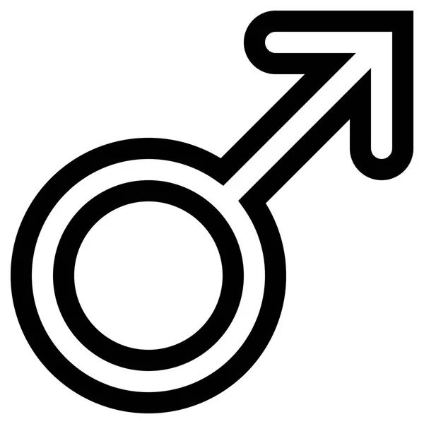 Icône Symbole Masculin Contour Arrondi Noir Isolé Illustration Vectorielle — Image vectorielle