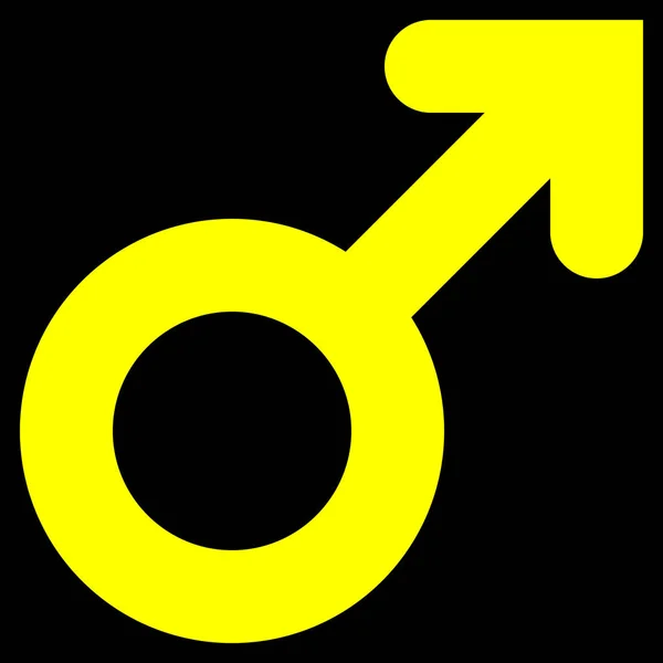 Ícone Símbolo Masculino Amarelo Grosso Arredondado Isolado Ilustração Vetorial — Vetor de Stock