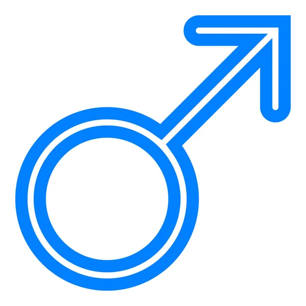 Ikonu Mužského Symbolu Modrý Tenký Zaoblený Nastínil Izolovaných Vektorové Ilustrace — Stockový vektor