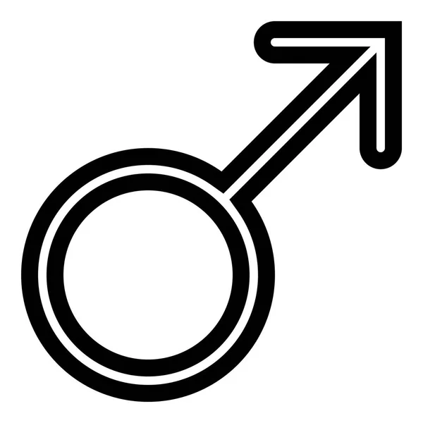 Icône Symbole Masculin Noir Mince Arrondi Contour Isolé Illustration Vectorielle — Image vectorielle