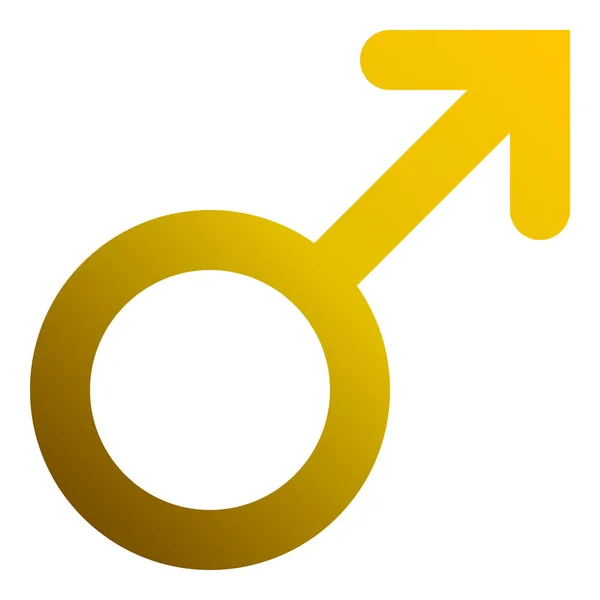 Icône Symbole Masculin Dégradé Arrondi Doré Isolé Illustration Vectorielle — Image vectorielle