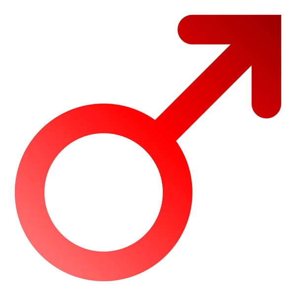 Αρσενικό Σύμβολο Εικονίδιο Κόκκινο Στρογγυλεμένες Διαβάθμιση Απομονωμένη Διανυσματικά Εικονογράφηση — Διανυσματικό Αρχείο