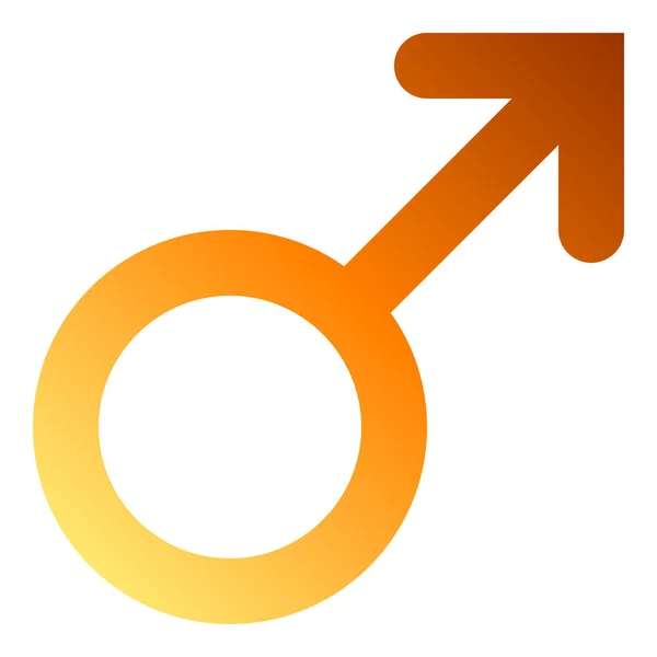 Icône Symbole Masculin Dégradé Arrondi Orange Isolé Illustration Vectorielle — Image vectorielle