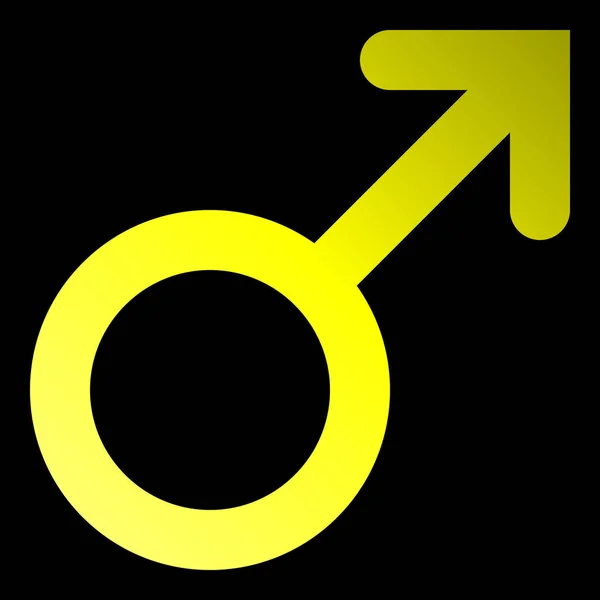 Icône Symbole Masculin Dégradé Arrondi Jaune Isolé Illustration Vectorielle — Image vectorielle