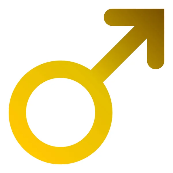 Αρσενικό Σύμβολο Εικονίδιο Χρυσή Στρογγυλεμένες Διαβάθμιση Απομονωμένη Διανυσματικά Εικονογράφηση — Διανυσματικό Αρχείο
