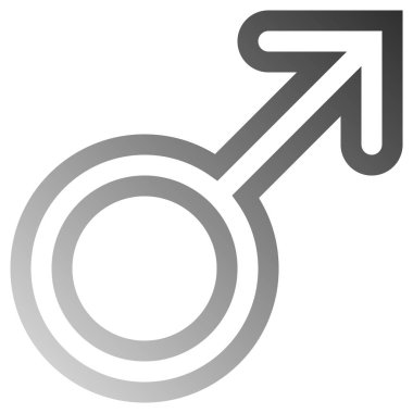 Erkek sembol simge - orta gri yuvarlak özetlenen degrade, izole - illüstrasyon vektör