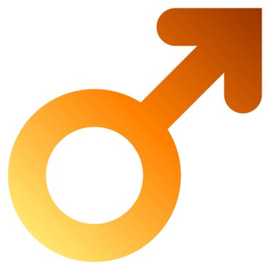 Erkek sembol simge - turuncu kalın yuvarlak degrade, izole - illüstrasyon vektör