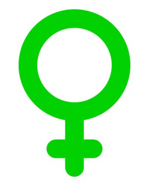 Kadın sembol simge - yeşil yuvarlak, illüstrasyon izole - vektör