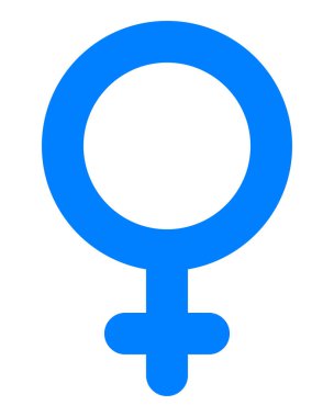 Kadın sembol simge - mavi yuvarlak, illüstrasyon izole - vektör