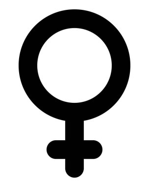 Kadın sembol simge - siyah yuvarlak, illüstrasyon izole - vektör