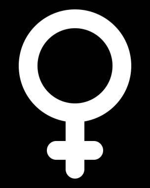 Kadın sembol simge - beyaz yuvarlak, illüstrasyon izole - vektör