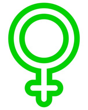 Kadın sembol simge - yuvarlak yeşil özetlenen, izole - vektör çizim