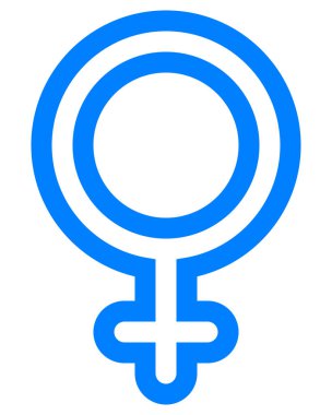 Kadın sembol simge - yuvarlak mavi özetlenen, izole - vektör çizim