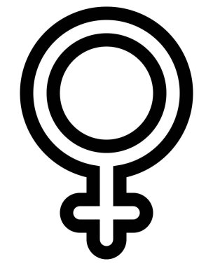 Kadın sembol simge - siyah yuvarlak özetlenen, izole - vektör çizim