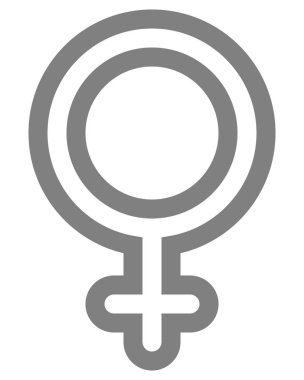 Kadın sembol simge - orta gri yuvarlak özetlenen, izole - vektör çizim