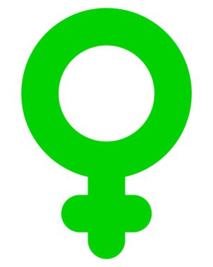 Kadın sembol simge - yeşil kalın illüstrasyon vektör yuvarlak, izole-