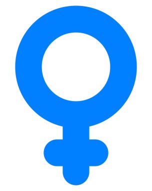 Kadın sembol simge - mavi kalın illüstrasyon vektör yuvarlak, izole-